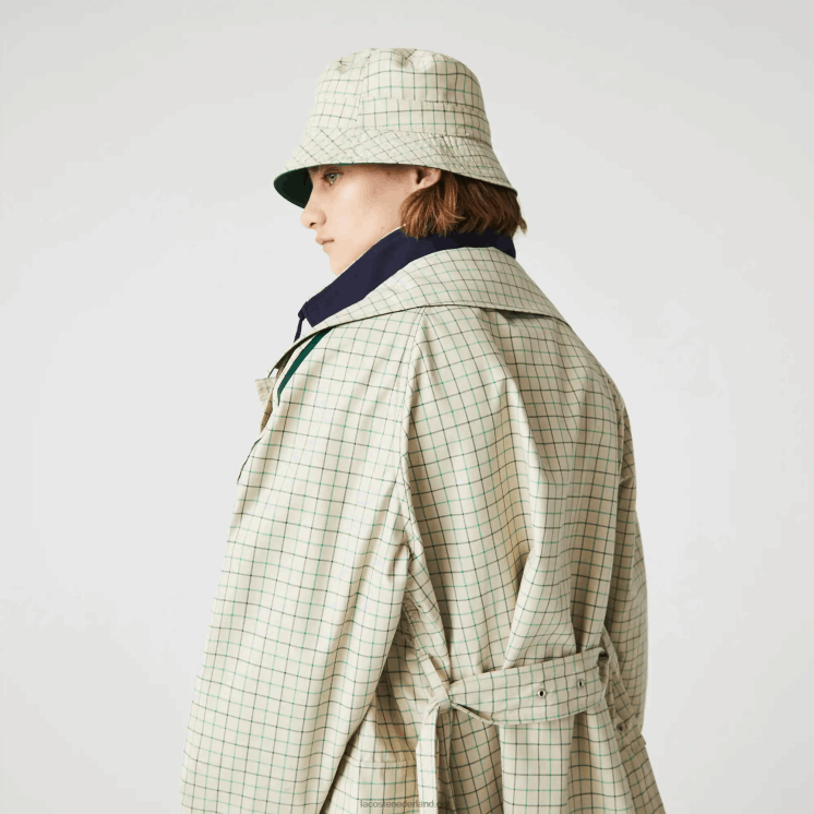 Lacoste Heritage omkeerbare vaste of geruite emmer 0828H2929 beige groen epp vrouwen