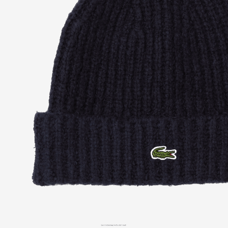 Lacoste geribbelde gebreide muts 0828H2921 marineblauw 166 vrouwen