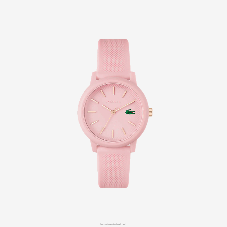 Lacoste 12.12 roze horloge met siliconen band 0828H2909 roze 000 vrouwen