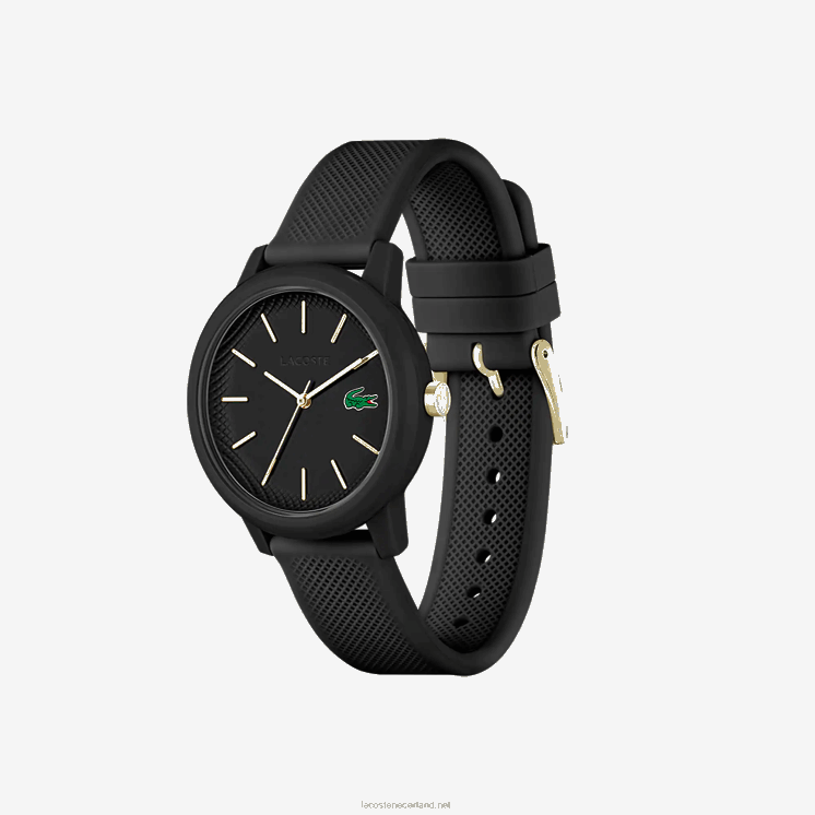 Lacoste Horloge met zwarte siliconen band 12.12 0828H2910 zwart 000 vrouwen