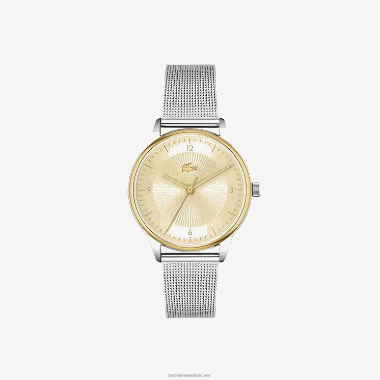 Lacoste club 3 wijzers horloge - champagne met roestvrijstalen gaas 0828H2922 zilver 000 vrouwen