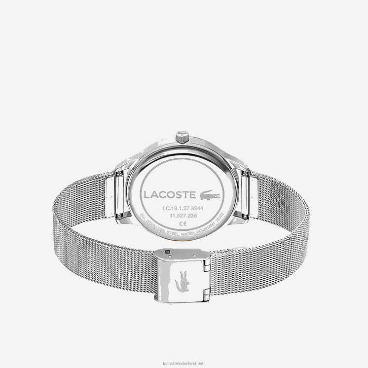 Lacoste club 3 wijzers horloge - champagne met roestvrijstalen gaas 0828H2922 zilver 000 vrouwen