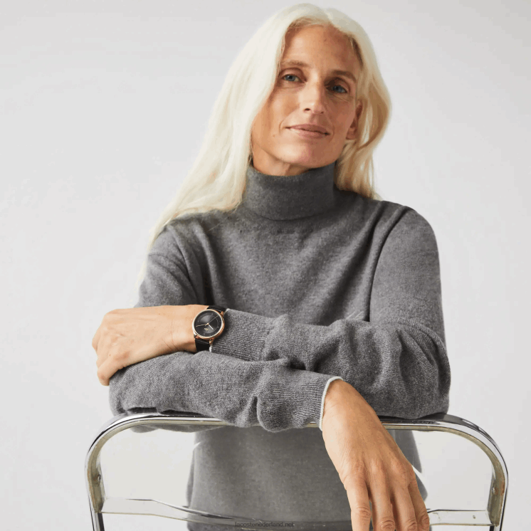 Lacoste club 3 wijzers horloge - zwart met lederen band 0828H2924 zwart 000 vrouwen