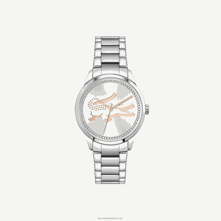 Lacoste ladycroc 3 wijzers horloge - zilver met edelstalen band 0828H2923 zwart 000 vrouwen