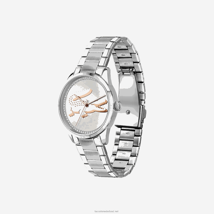 Lacoste ladycroc 3 wijzers horloge - zilver met edelstalen band 0828H2923 zwart 000 vrouwen