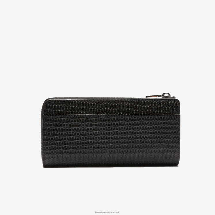 Lacoste Chantaco portemonnee van mat piqué leer met ritssluiting 0828H2827 zwart 000 vrouwen