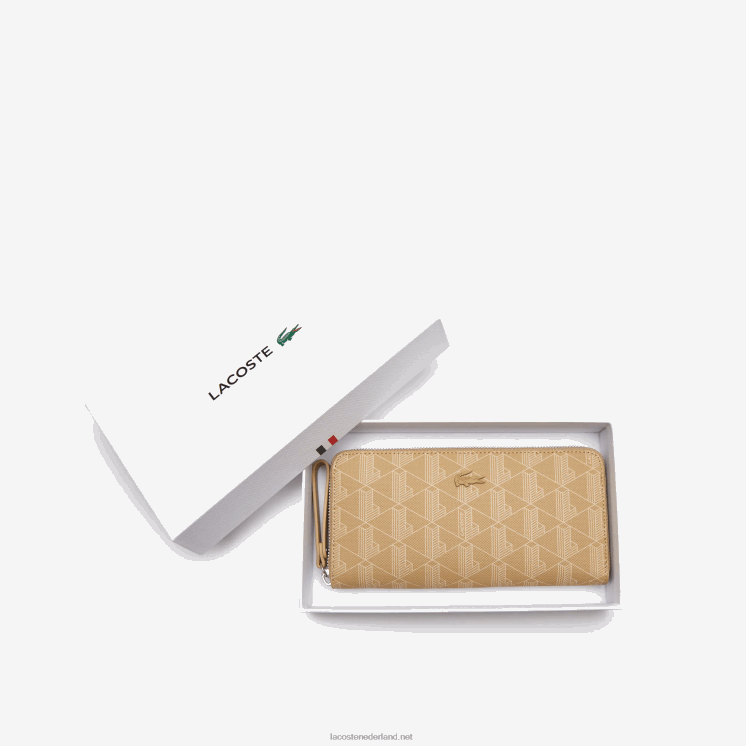 Lacoste Portefeuille met rits en monogramprint 0828H2773 weens beige l01 vrouwen