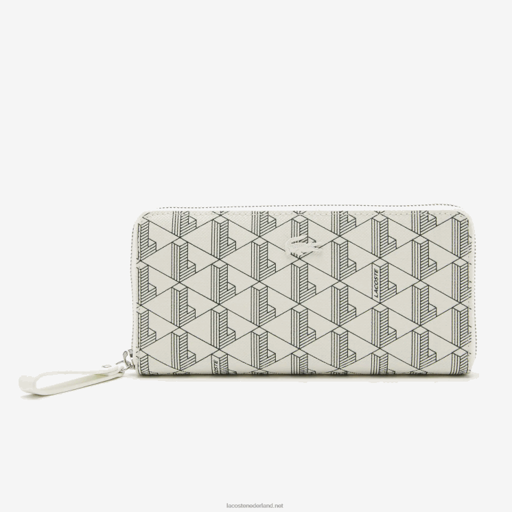 Lacoste Portefeuille met rits en monogramprint 0828H2774 farine sinople f89 vrouwen