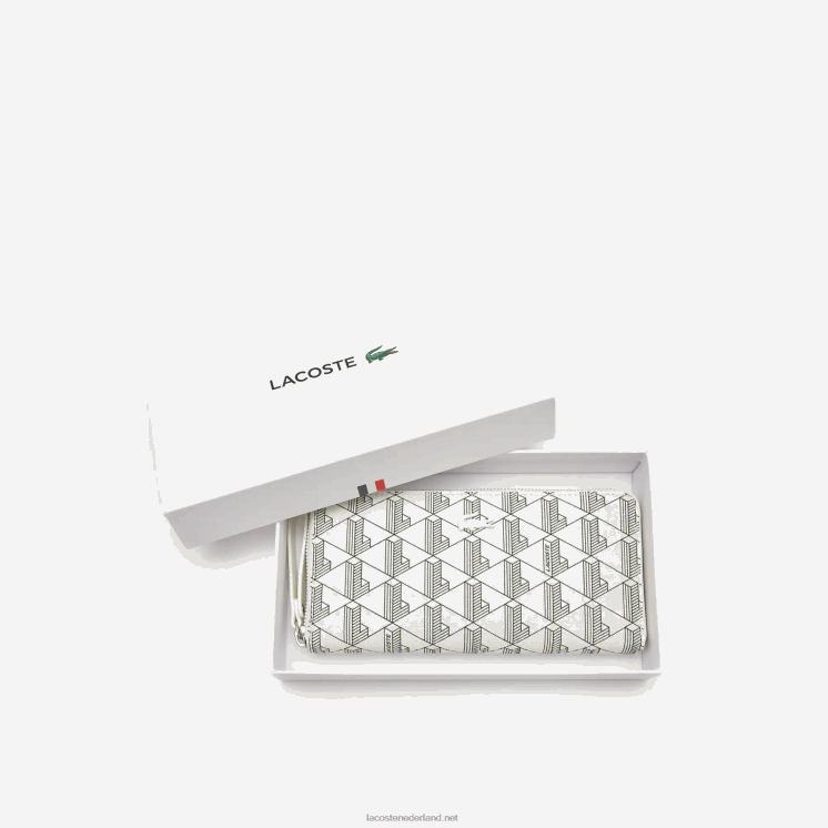 Lacoste Portefeuille met rits en monogramprint 0828H2774 farine sinople f89 vrouwen