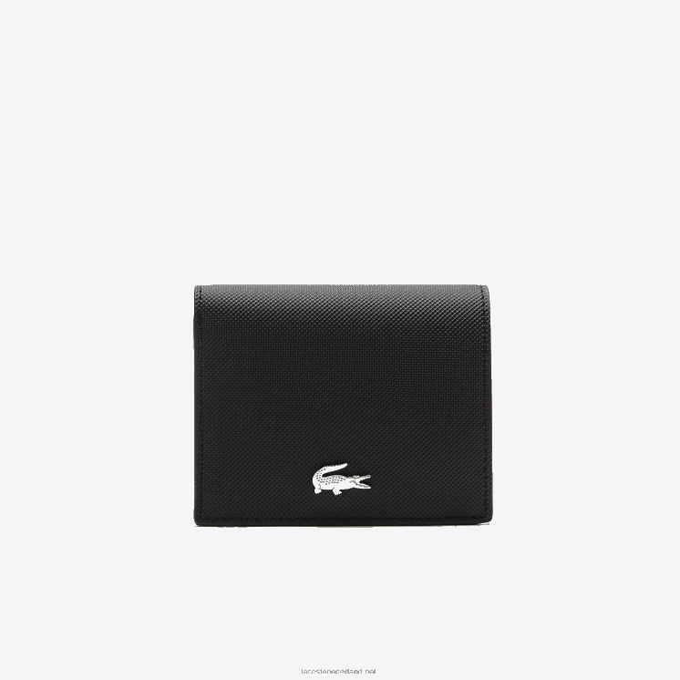 Lacoste anna kleine opvouwbare portemonnee 0828H2840 zwarte krema a91 vrouwen
