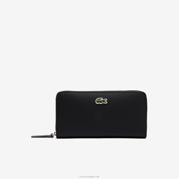 Lacoste l.12.12 concept petit pique portemonnee met rits voor 12 kaarten 0828H2813 zwart 000 vrouwen
