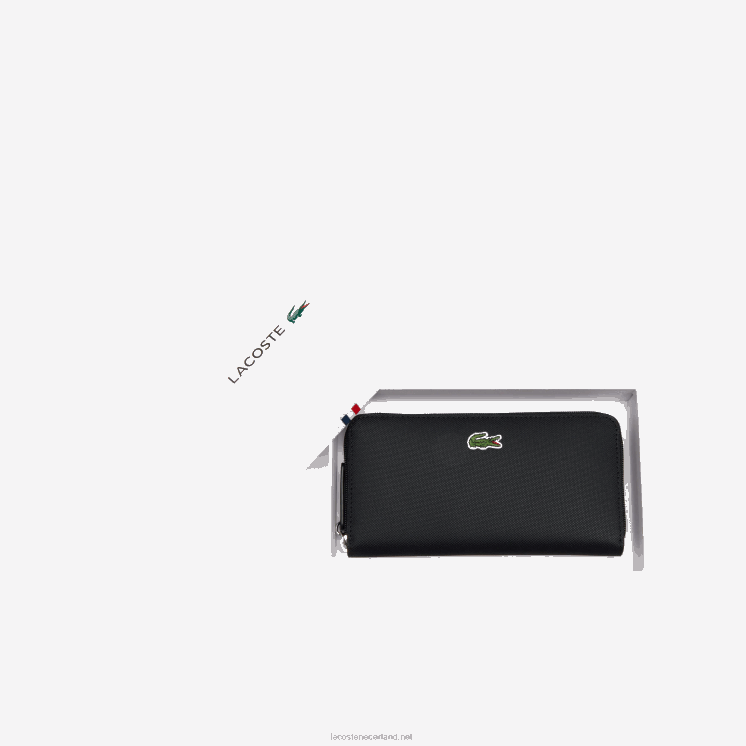 Lacoste l.12.12 concept petit pique portemonnee met rits voor 12 kaarten 0828H2813 zwart 000 vrouwen