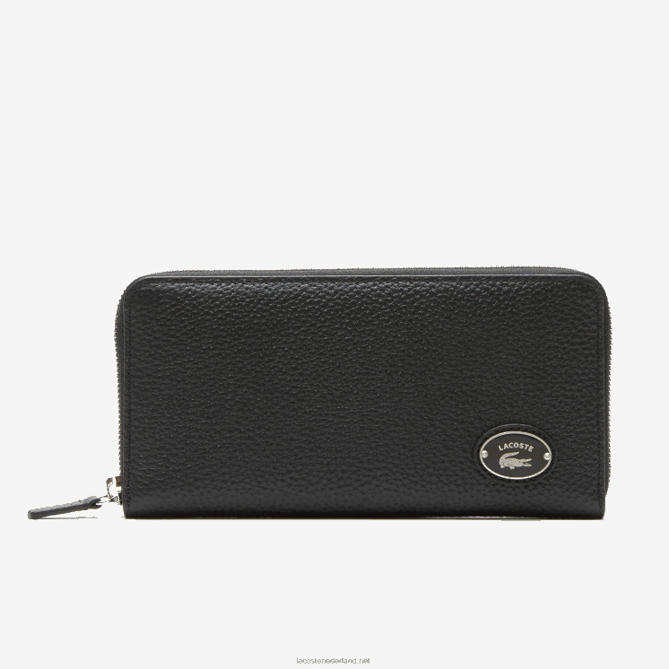 Lacoste metalen plaat rits portemonnee 0828H2895 zwart 000 vrouwen