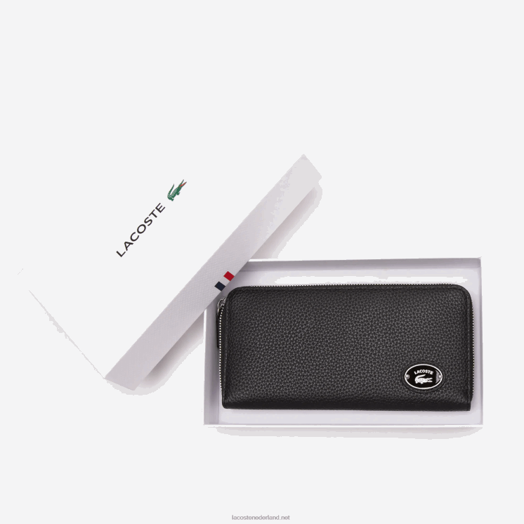 Lacoste metalen plaat rits portemonnee 0828H2895 zwart 000 vrouwen