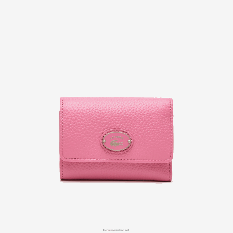 Lacoste portemonnee van topnerf leer met klep 0828H2807 reseda l39 vrouwen
