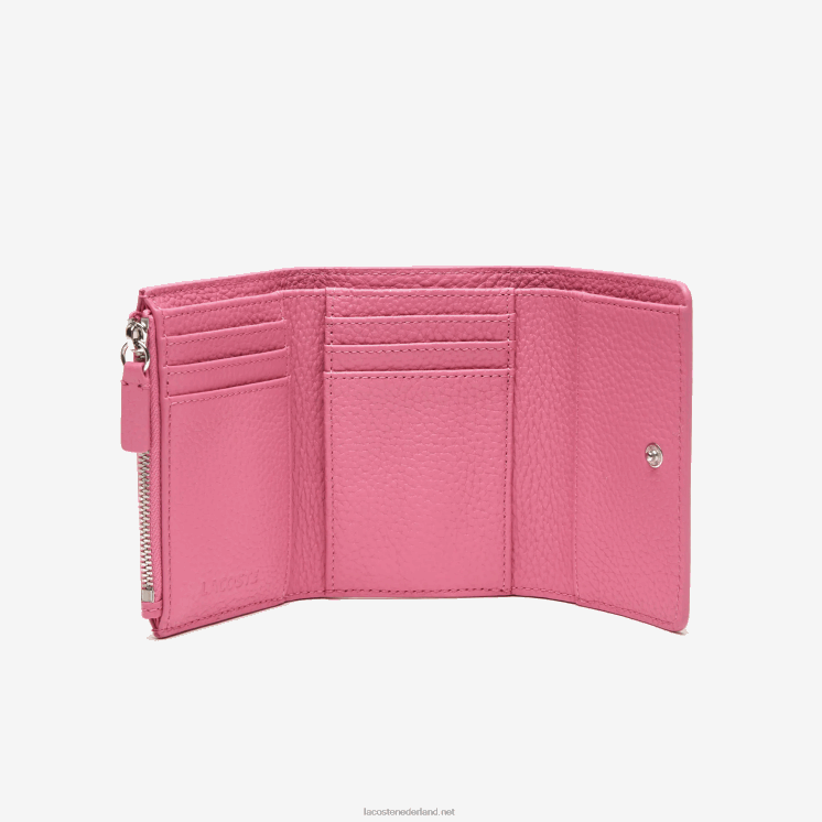 Lacoste portemonnee van topnerf leer met klep 0828H2807 reseda l39 vrouwen
