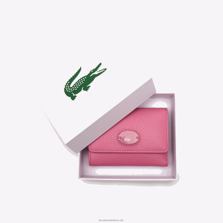 Lacoste portemonnee van topnerf leer met klep 0828H2807 reseda l39 vrouwen