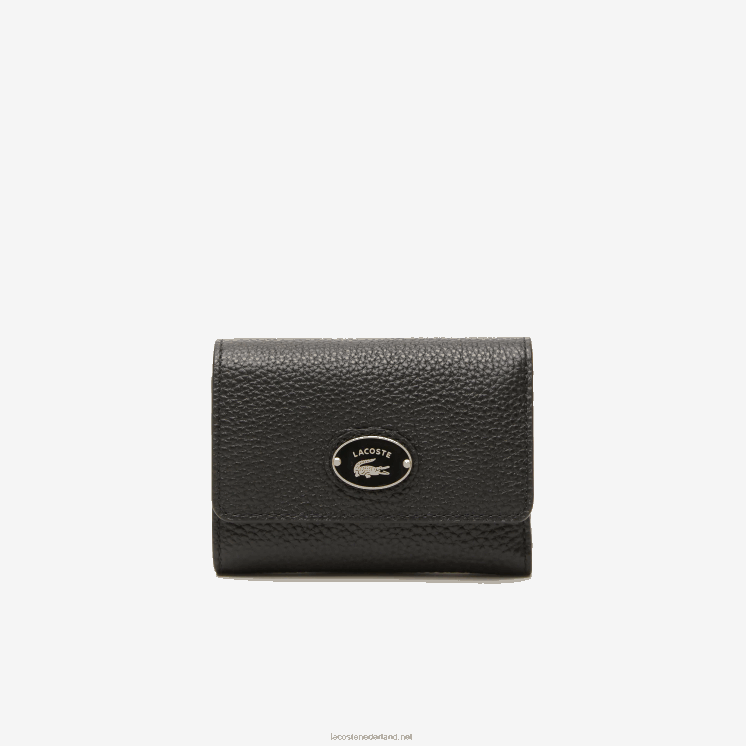 Lacoste portemonnee van topnerf leer met klep 0828H2808 zwart 000 vrouwen