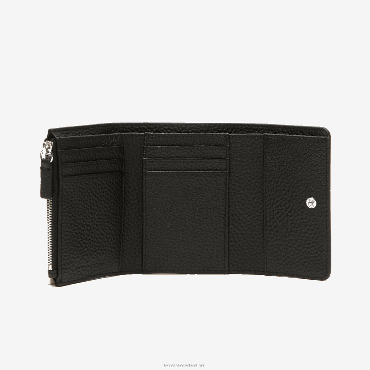 Lacoste portemonnee van topnerf leer met klep 0828H2808 zwart 000 vrouwen