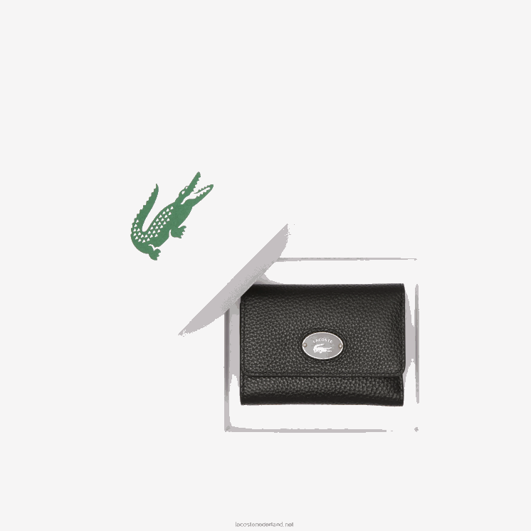 Lacoste portemonnee van topnerf leer met klep 0828H2808 zwart 000 vrouwen