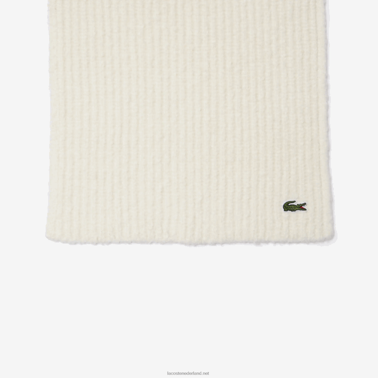 Lacoste grote geribbelde wollen sjaal 0828H2911 witte xfj vrouwen