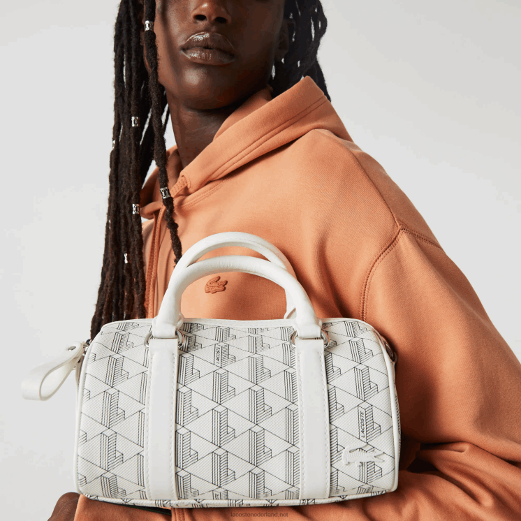 Lacoste Boston-tas met monogramprint 0828H2878 farine sinople f89 vrouwen
