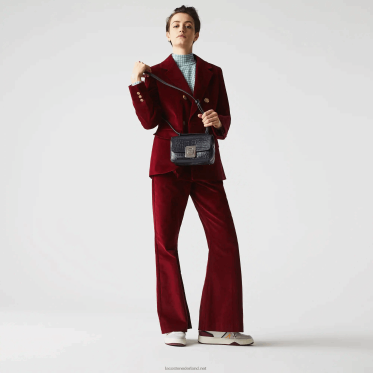Lacoste amelia lederen handtas met metalen gesp in reliëf 0828H2832 donkere saffier b88 vrouwen