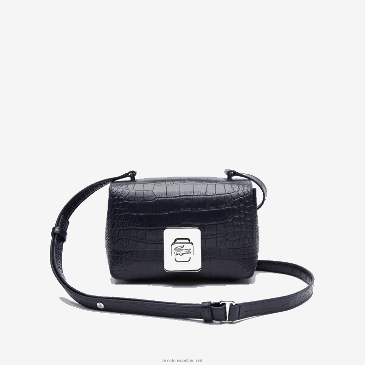 Lacoste amelia lederen handtas met metalen gesp in reliëf 0828H2832 donkere saffier b88 vrouwen