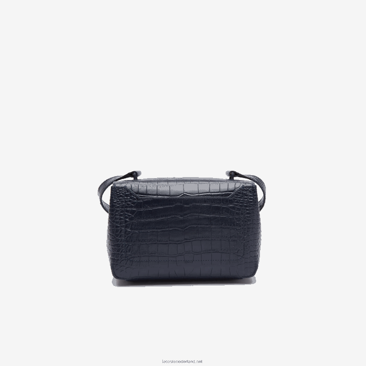 Lacoste amelia lederen handtas met metalen gesp in reliëf 0828H2832 donkere saffier b88 vrouwen
