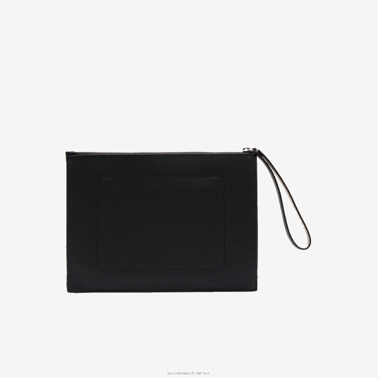 Lacoste anna gecoat piqué canvas clutch met ritssluiting 0828H2817 zwarte krema a91 vrouwen