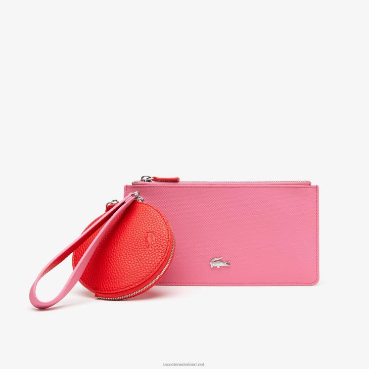 Lacoste anna omkeerbaar dubbel etui met lanyard 0828H2764 reseda corrida l45 vrouwen