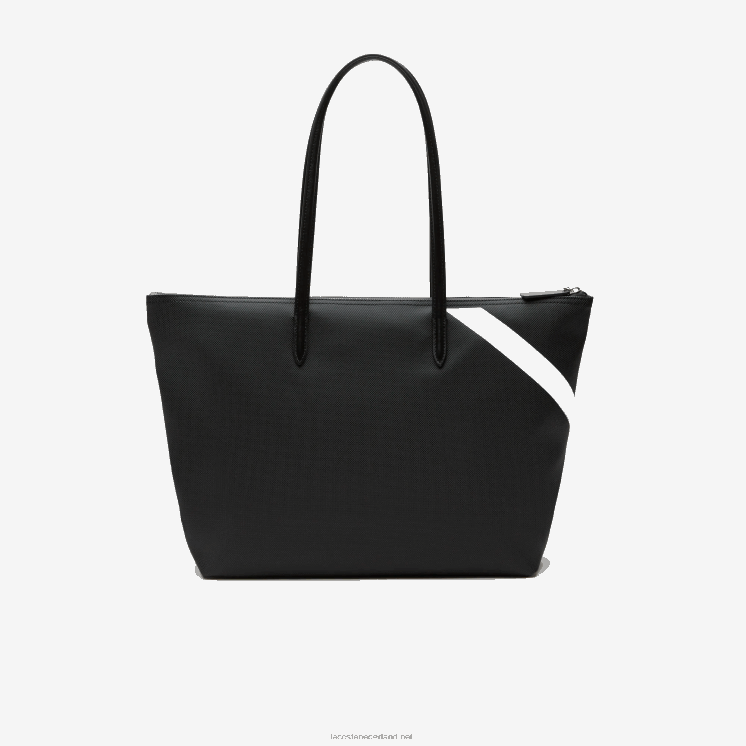 Lacoste boodschappentas met strepen in contrasterende kleuren 0828H2890 noir marina blanc k35 vrouwen
