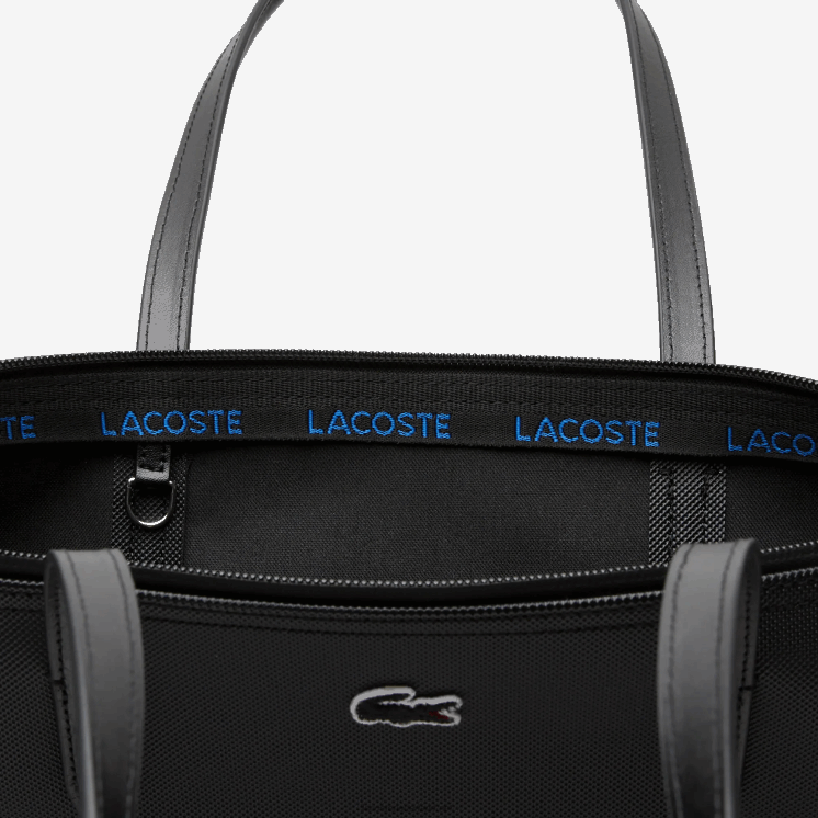 Lacoste boodschappentas met strepen in contrasterende kleuren 0828H2890 noir marina blanc k35 vrouwen