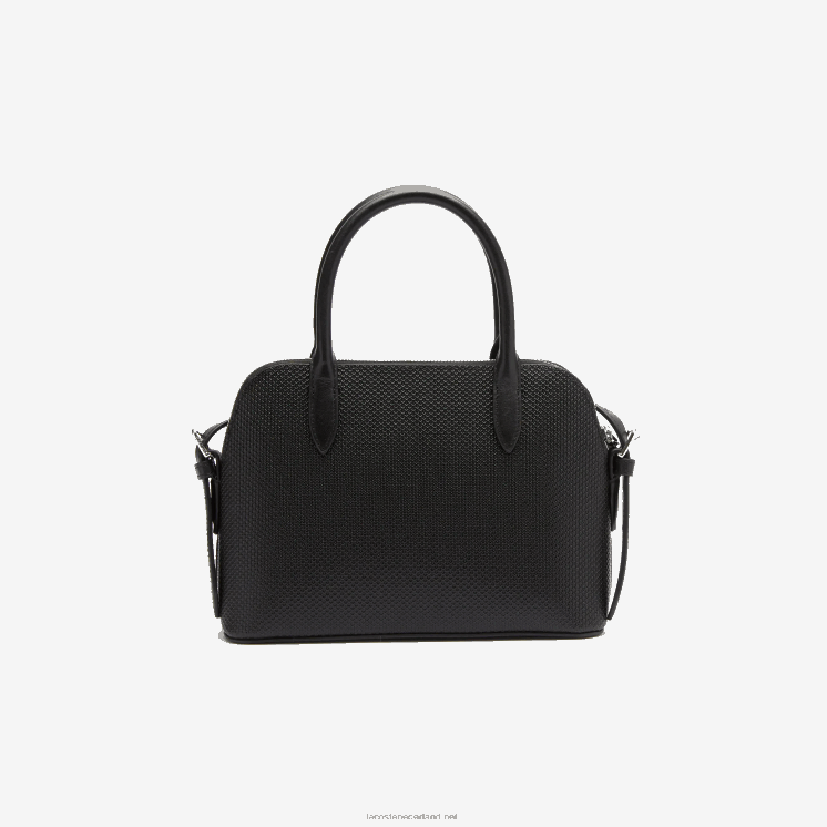 Lacoste chantaco piqué lederen tas met handvat aan de bovenkant 0828H2831 zwart 000 vrouwen
