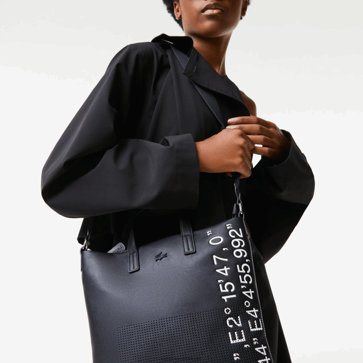 Lacoste contrast geografische coördinaat boodschappentas 0828H2829 zwart wit 279 vrouwen