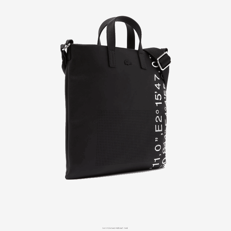 Lacoste contrast geografische coördinaat boodschappentas 0828H2829 zwart wit 279 vrouwen