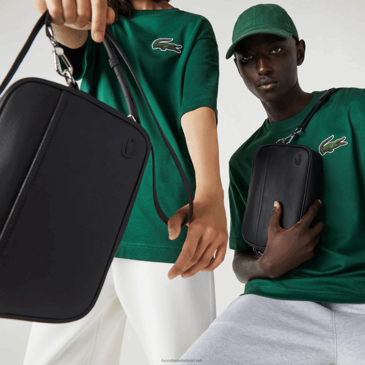 Lacoste cross-over tas met platte zak en ritssluiting 0828H2868 zwart 000 vrouwen
