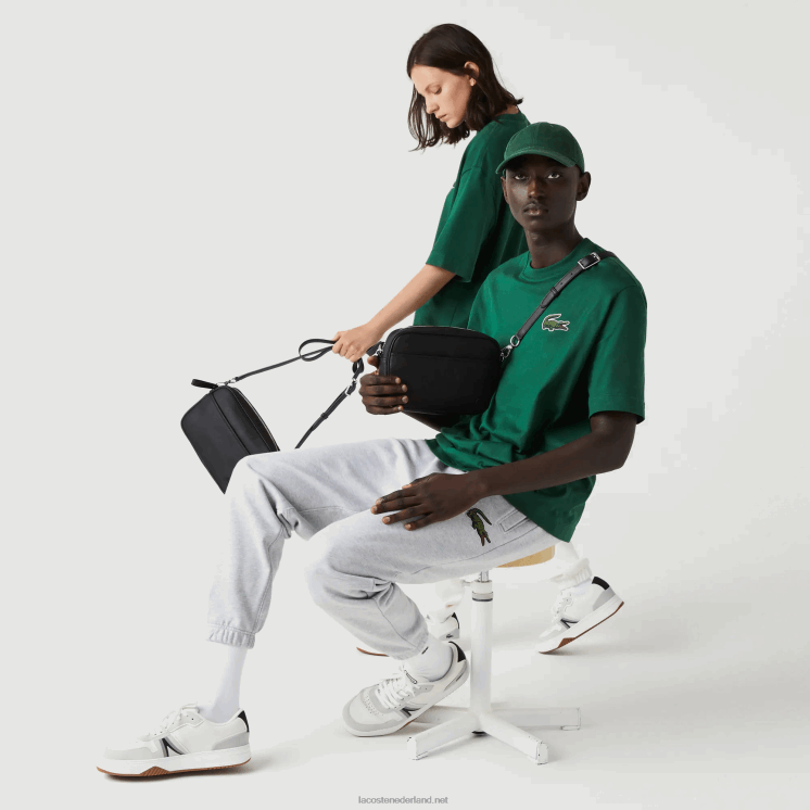 Lacoste cross-over tas met platte zak en ritssluiting 0828H2868 zwart 000 vrouwen