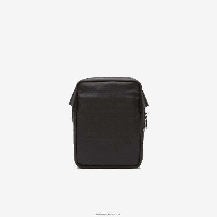 Lacoste cross-over tas met verticale ritssluiting en merknaam 0828H2090 zwarte limoen k68 vrouwen