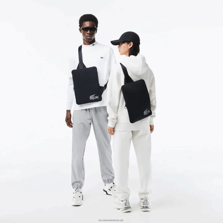 Lacoste crossbodytas van gerecyclede vezels 0828H1971 zwart 000 vrouwen