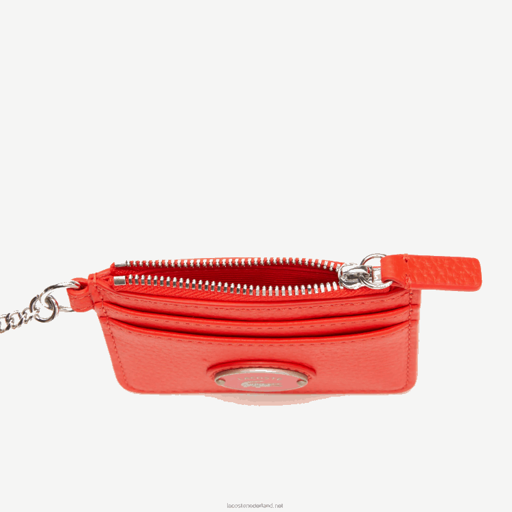 Lacoste karabijnhaak generfd lederen kaarthouder 0828H2809 gang l41 vrouwen