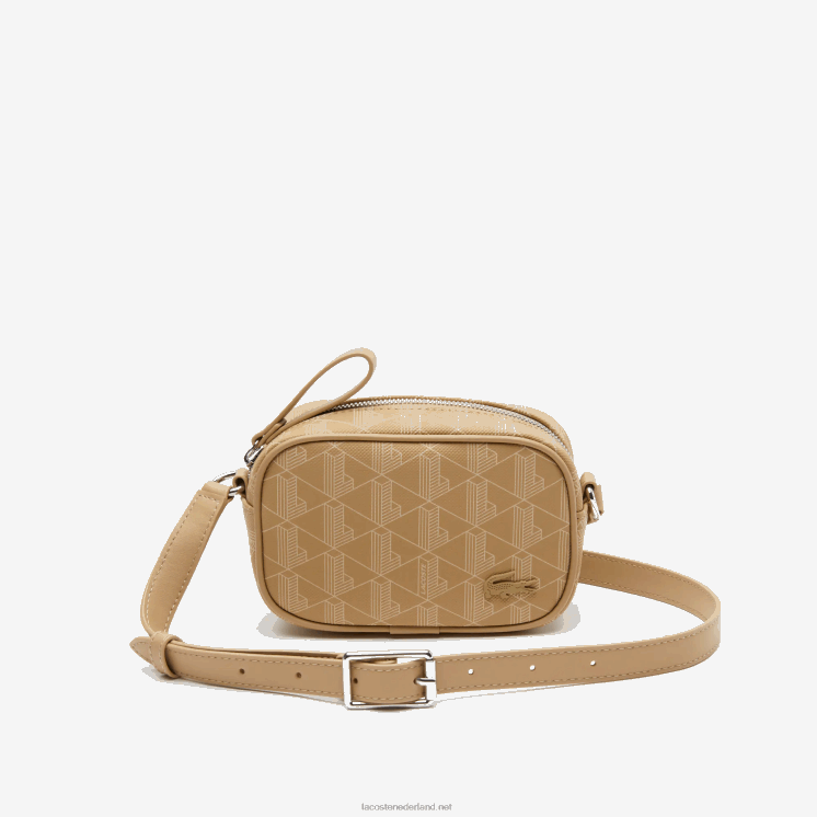 Lacoste kleine schoudertas met monogramprint 0828H2794 weens beige l01 vrouwen