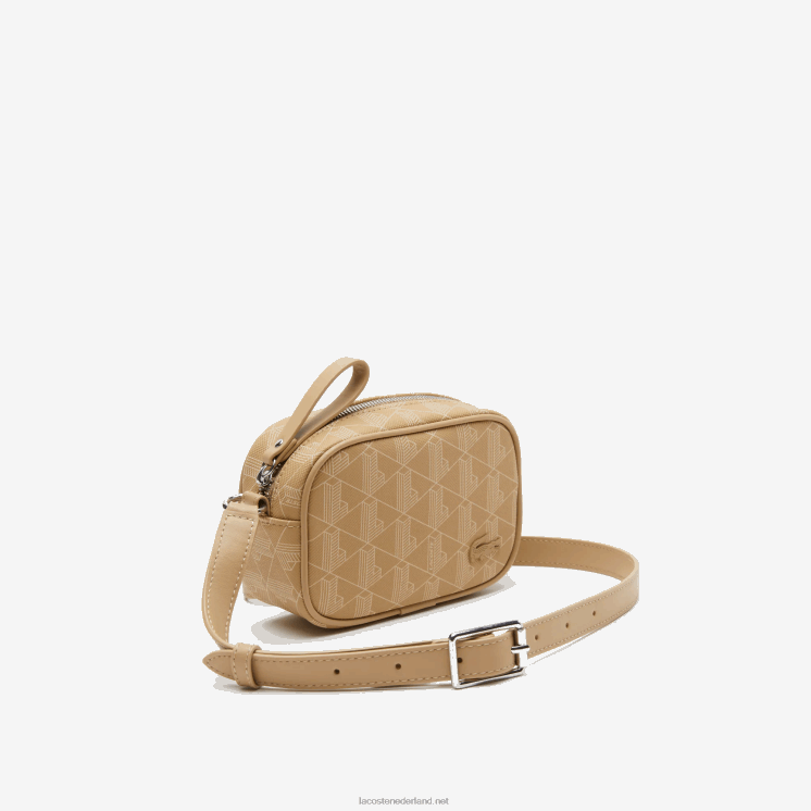 Lacoste kleine schoudertas met monogramprint 0828H2794 weens beige l01 vrouwen