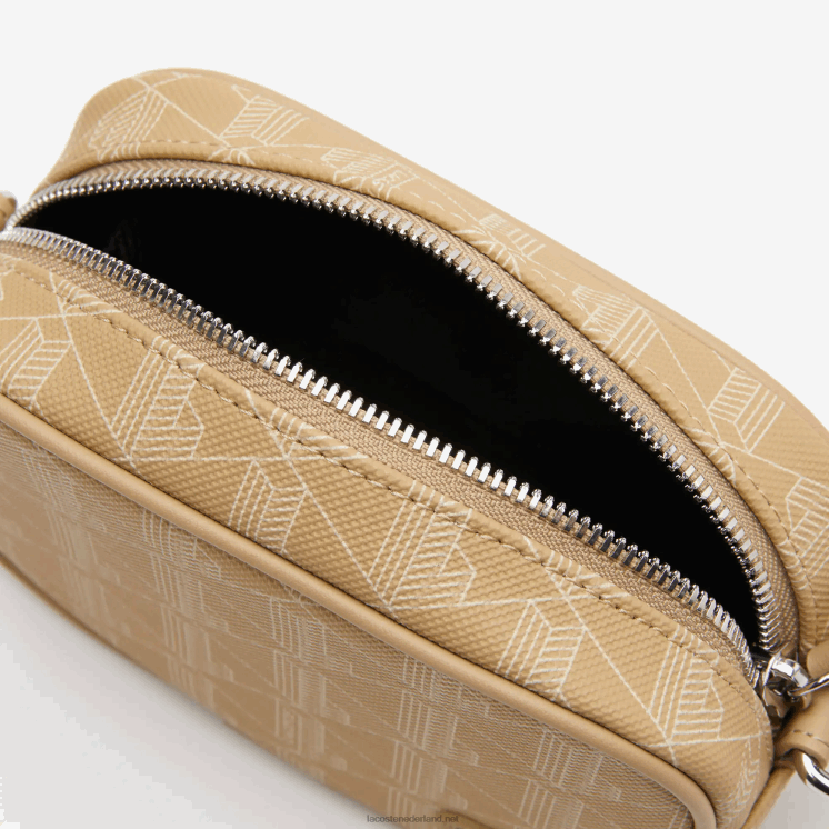 Lacoste kleine schoudertas met monogramprint 0828H2794 weens beige l01 vrouwen