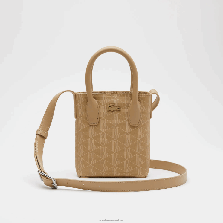 Lacoste mini-tas met monogramprint 0828H2790 weens beige l01 vrouwen
