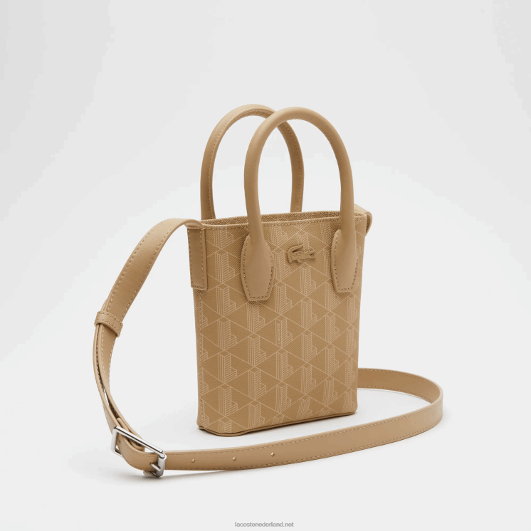 Lacoste mini-tas met monogramprint 0828H2790 weens beige l01 vrouwen