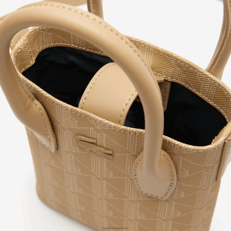 Lacoste mini-tas met monogramprint 0828H2790 weens beige l01 vrouwen