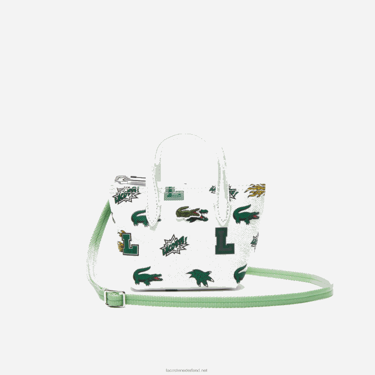 Lacoste nano-tas met komische print 0828H2883 blanco krokodillenleer l05 vrouwen