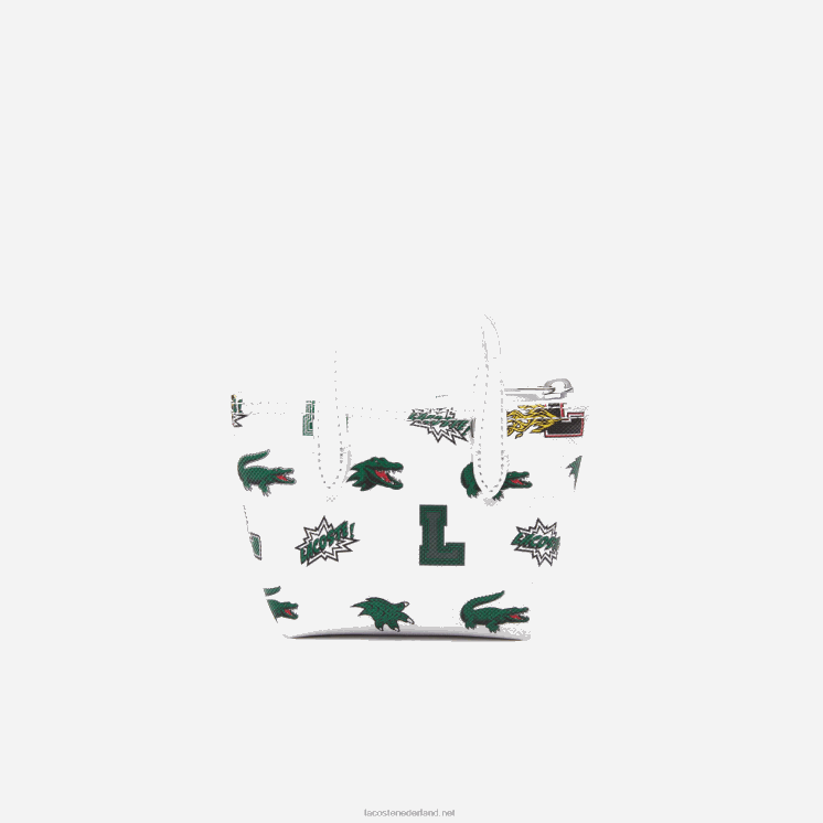 Lacoste nano-tas met komische print 0828H2883 blanco krokodillenleer l05 vrouwen