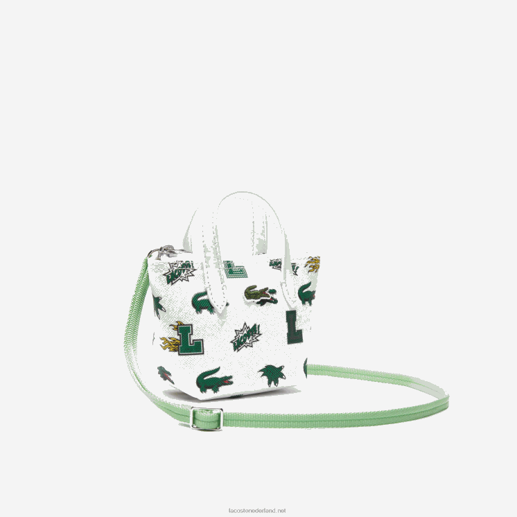 Lacoste nano-tas met komische print 0828H2883 blanco krokodillenleer l05 vrouwen